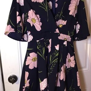 Papaya Dark Blue and Light Pink Floral Jumpsuit